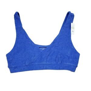 Aerie Offline Recharge Summer Lights Terry Sports Bra Size Small Blue Unlined